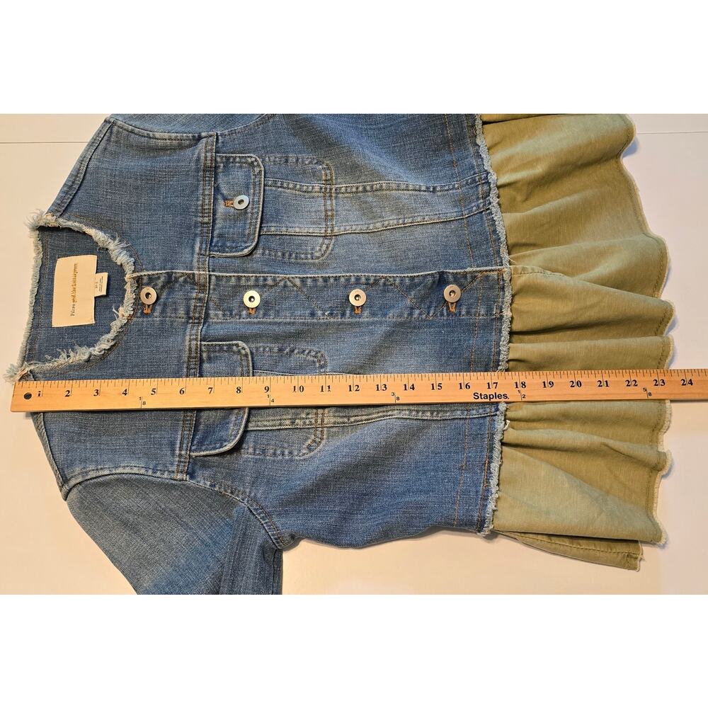 Pilcro and the Letterpress Flounced Denim Jacket Womens Size Small Blue Green - Picture 10 of 10